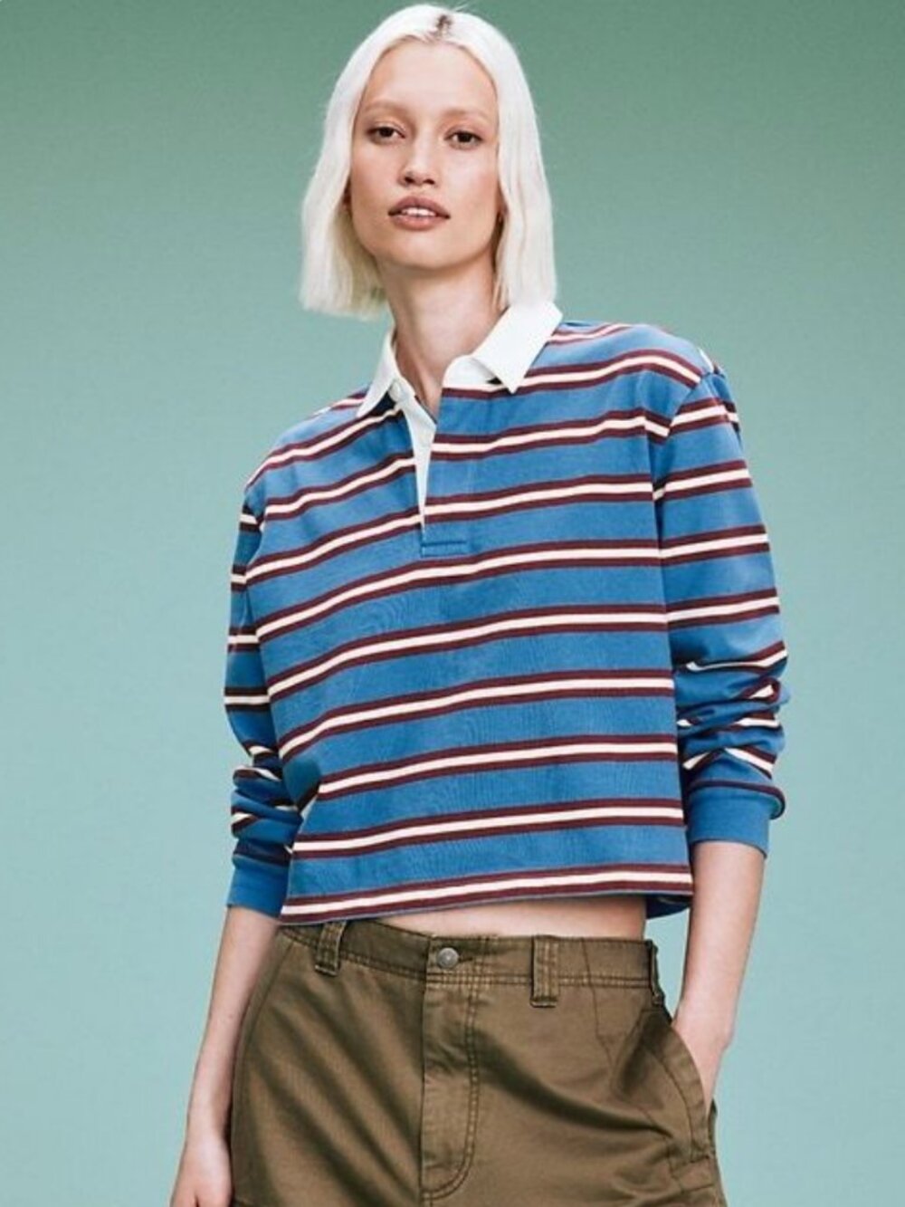 Retro style crop rugby shirt